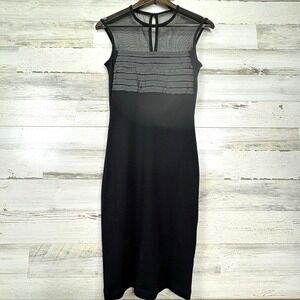 short dress with mesh overlay SSYS The Florence Sheer Overlay Sleeveless Dress In Black *FINAL SALE*